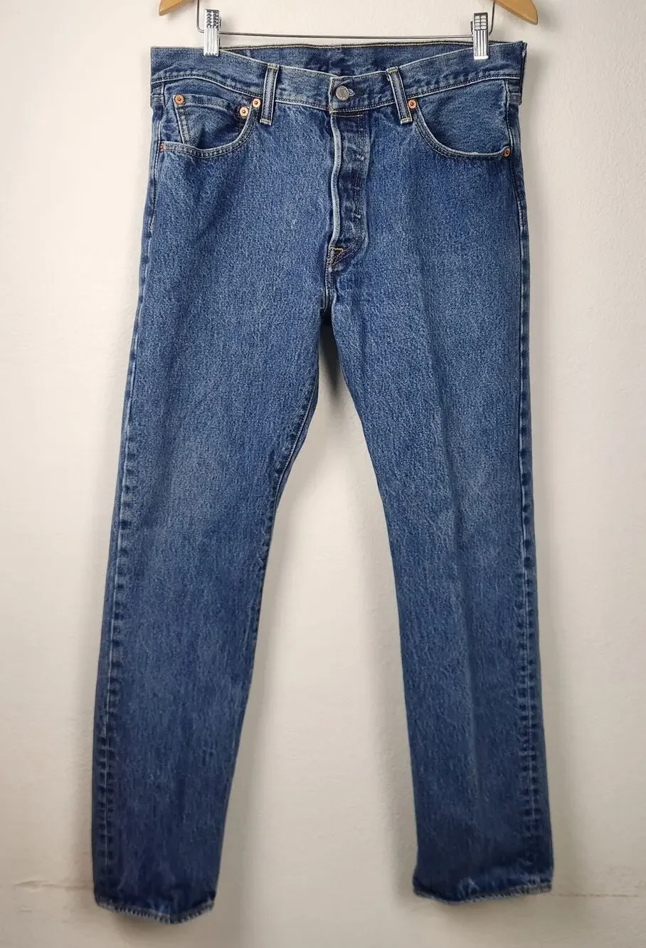 Levi's 501 Snap Button Straight Leg Jeans Size 34x32 Blue